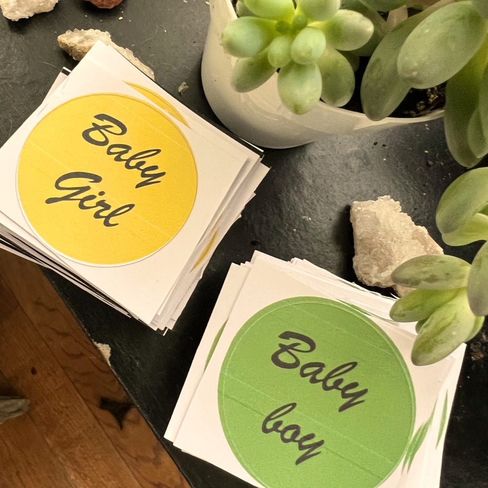 Gender reveal stickers